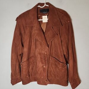 NWT VTG Clifford Michael Leather Suede Brown Jacket Drapey Batwing Size Medium